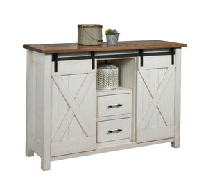 Rustic White Barn Door Server With Two Tone