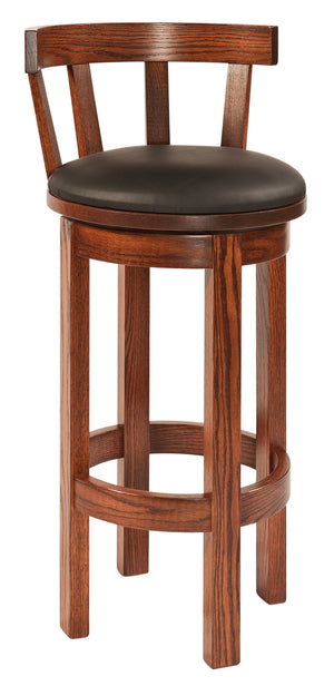 Low Back Barrel Swivel Bar Stool with Upholstered Seat